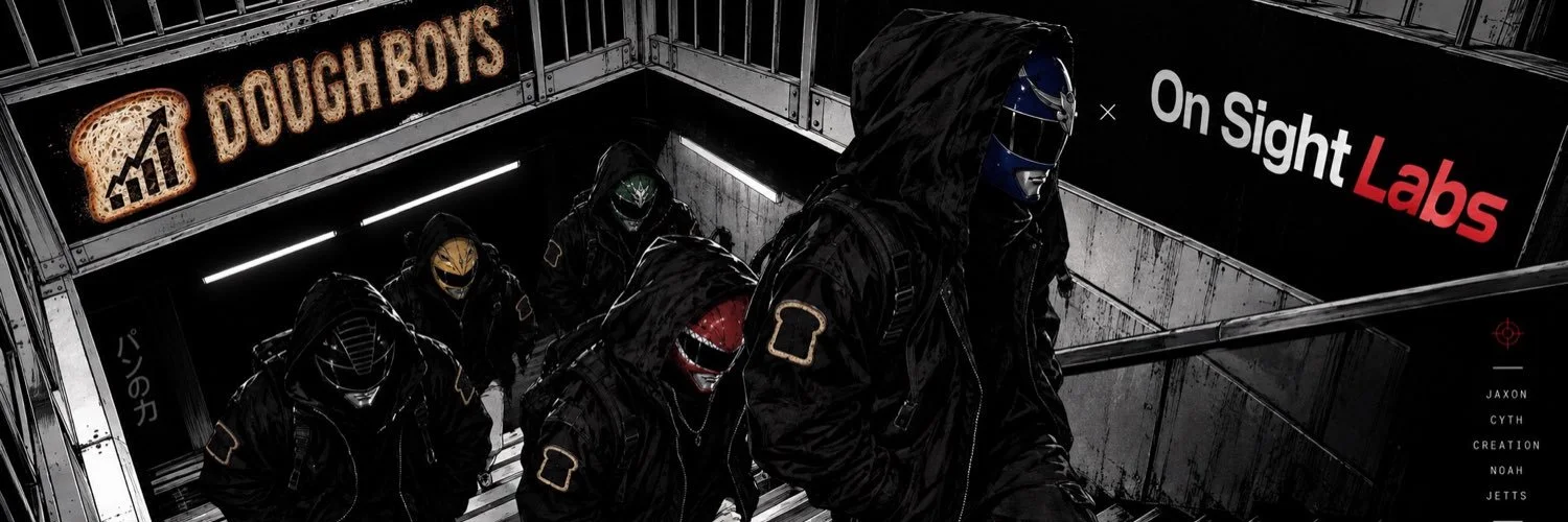 Dough Boys X banner: masked crew on subway stairs, Dough Boys × On Sight Labs